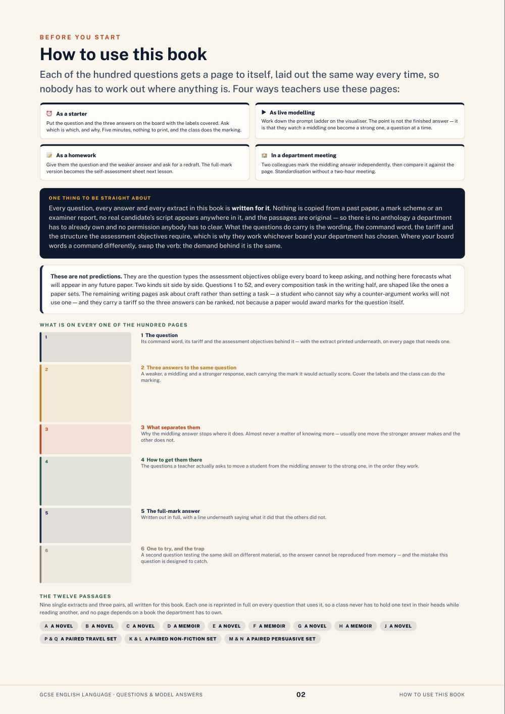 How to use this book · GCSE English Language Questions & Model Answers, page 2