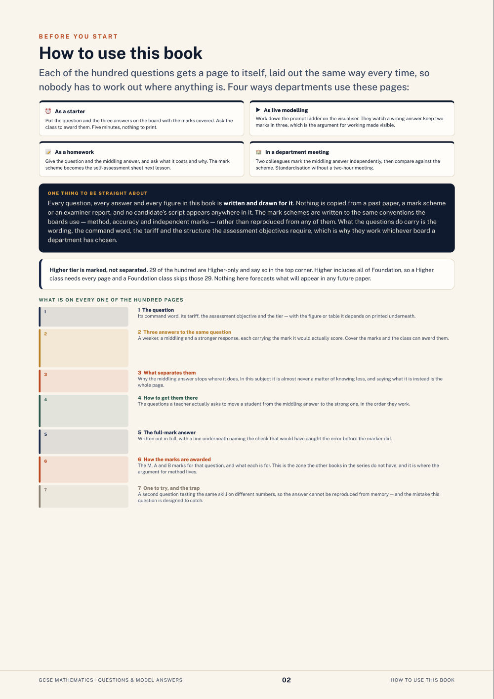 How to use this book · GCSE Mathematics Questions & Model Answers, page 2