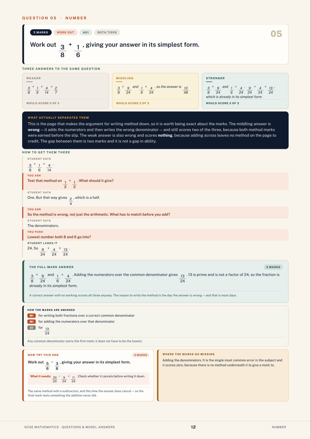 Question 05 · Number · GCSE Mathematics Questions & Model Answers, page 12
