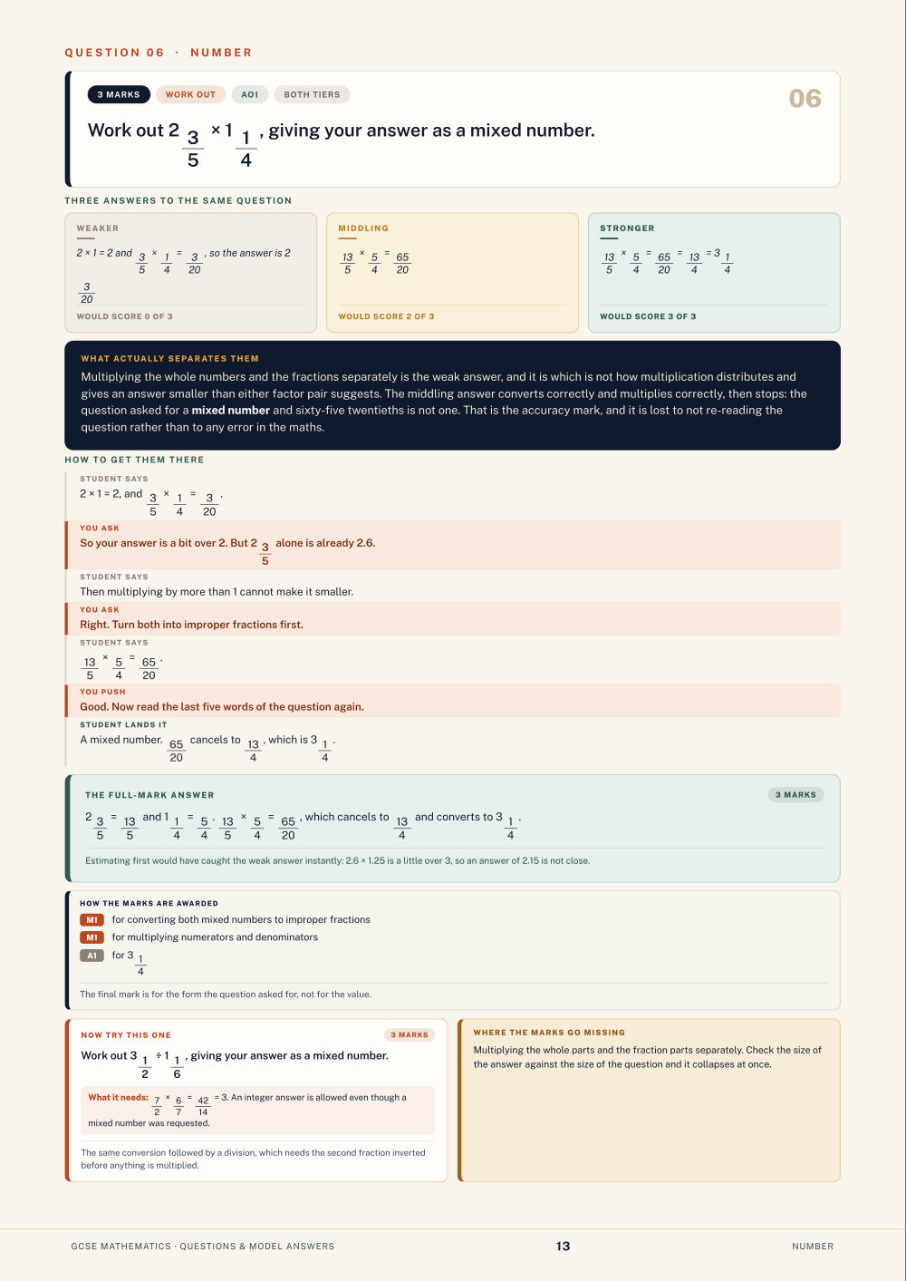 Question 06 · Number · GCSE Mathematics Questions & Model Answers, page 13