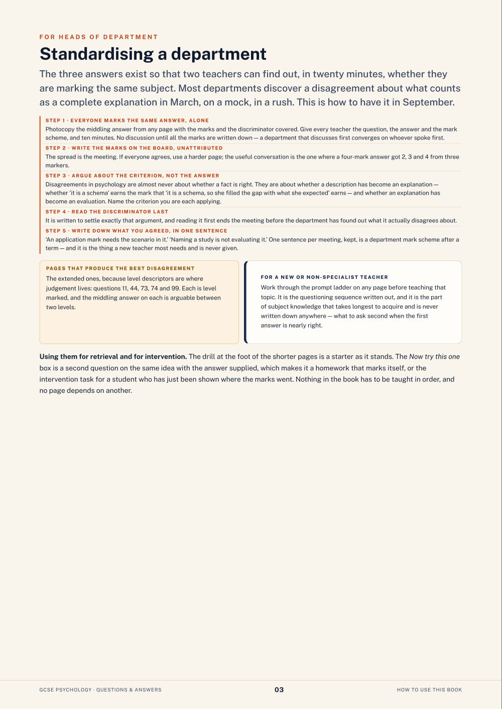 Standardising a department · GCSE Psychology Questions & Answers, page 3