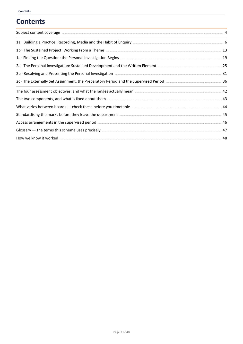 Page 3 of A Level Art & Design Scheme of Work