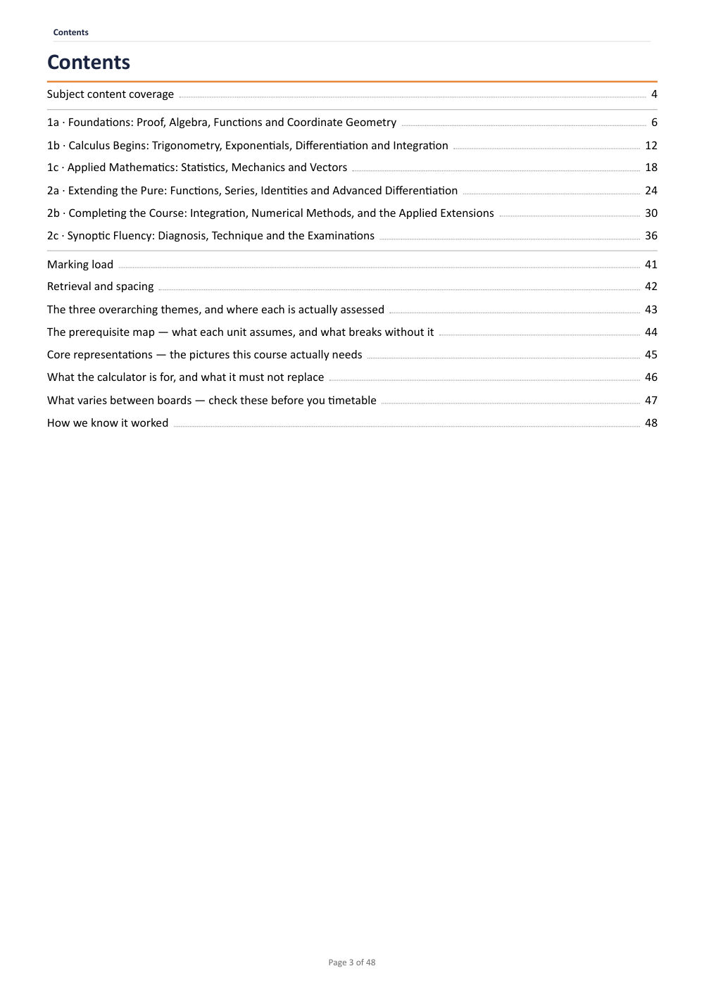 Page 3 of A Level Mathematics Scheme of Work