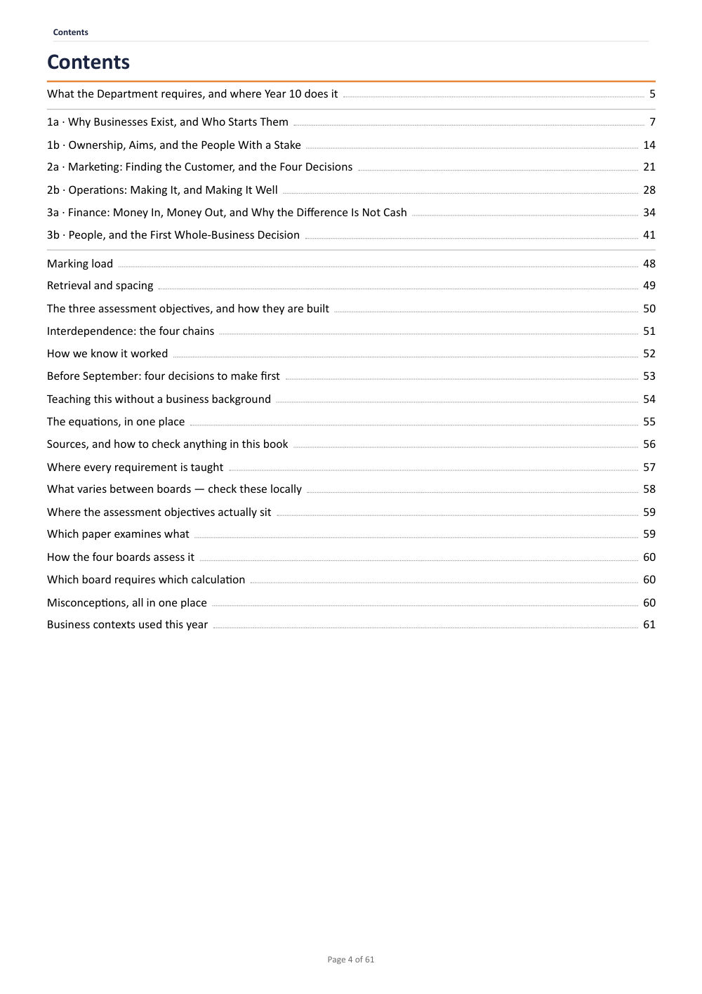 Curriculum map · Year 10 Business Scheme of Work, page 4