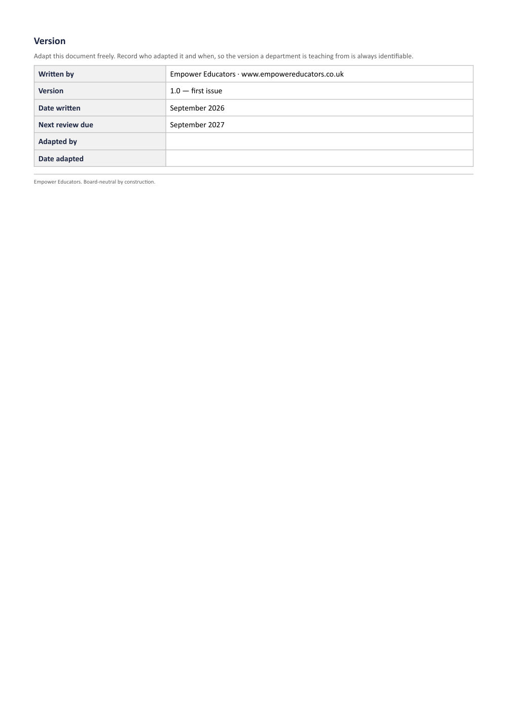 Page 2 of Year 10 Drama Scheme of Work