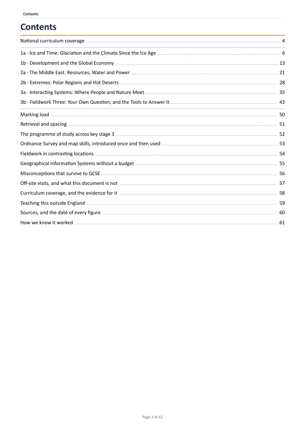 Page 3 of Year 9 Geography Scheme of Work