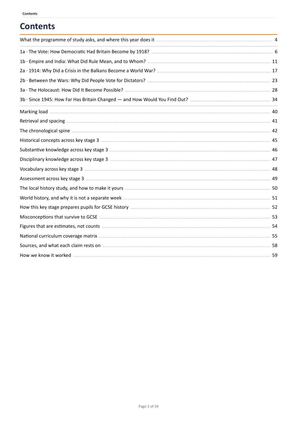 Page 3 of Year 9 History Scheme of Work