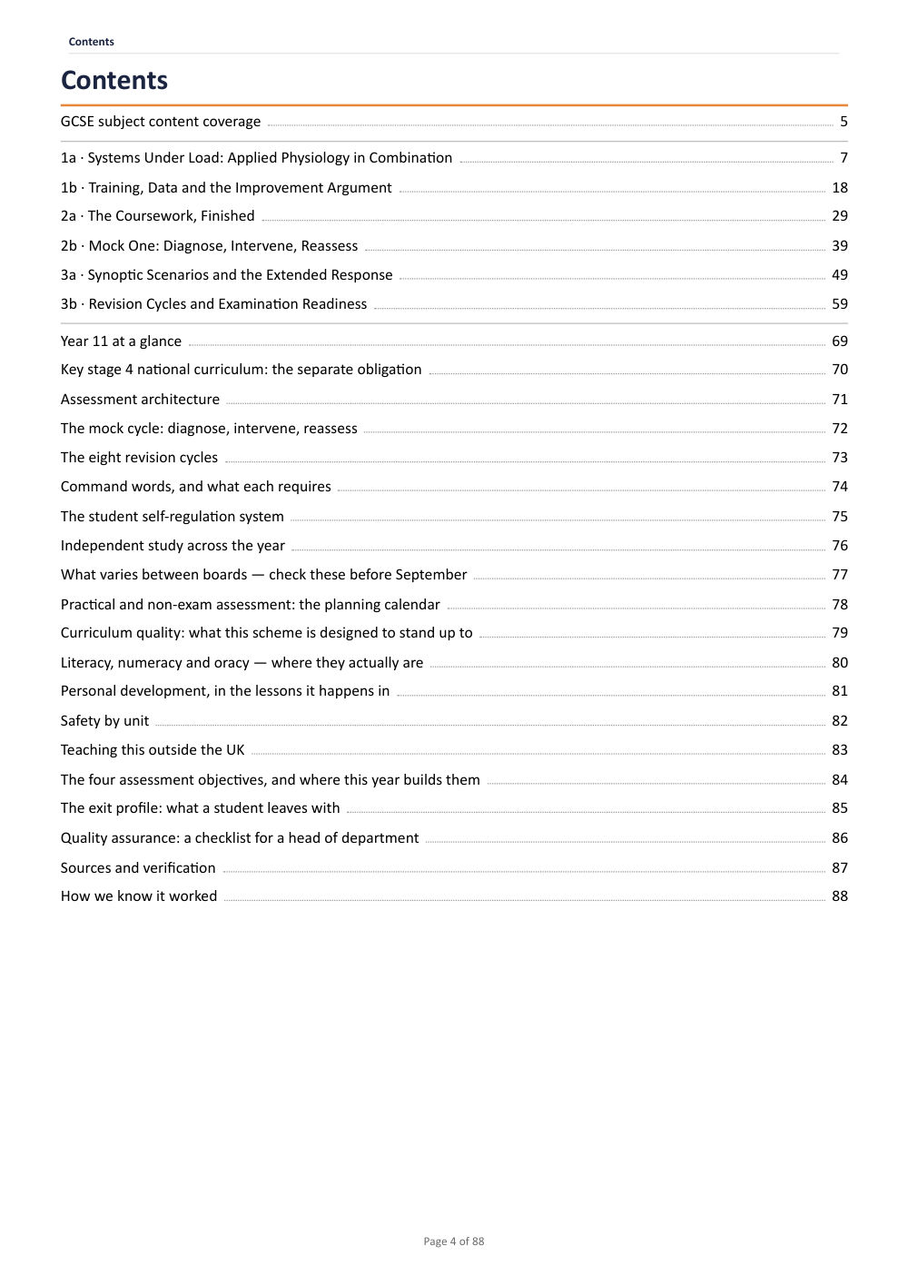 Curriculum map · Year 11 Physical Education Scheme of Work, page 4