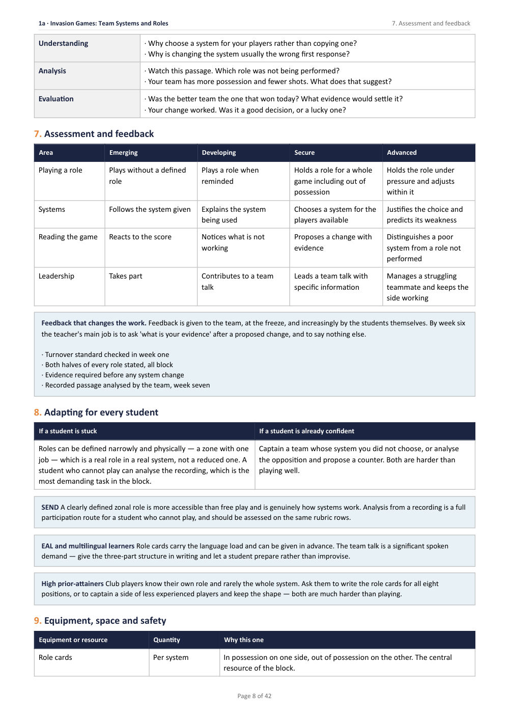 Page 8 of Year 9 Physical Education